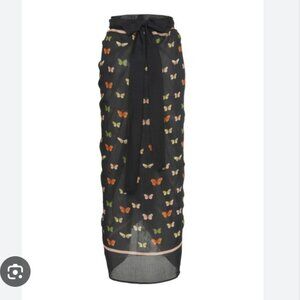 Agua by Agua Bendita Women's Black Printed Silk-blend Pareo OS